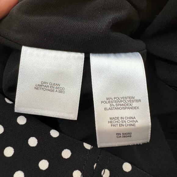 Anne Klein Polka Dot Dress Women’s Size 4 Drop Waist Black Career Midi Knee - Picture 5 of 10
